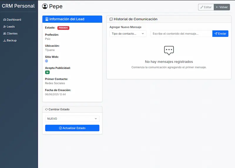 WebApp Gestión de Leads